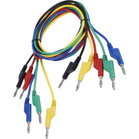 5 Stück P1036 Hochspannungs-Doppelstecker-Prüfleitungen, 1 m, 4 mm Bananenstecker, für Multimeter (1/5)