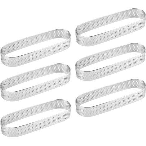 6 Pièces Anneau à Tarte Ovale, Acier Inoxydable, 13x4cm, Haut 2cm, Pour Pâtisserie Maison Et Pro