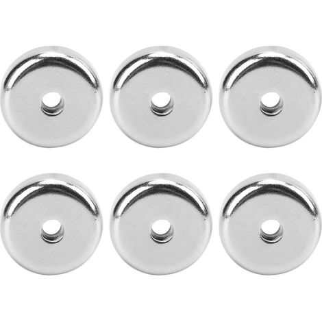 6 aimants puissants en pot de 25 mm avec base ronde pour fixation anti-rouille (1/5)