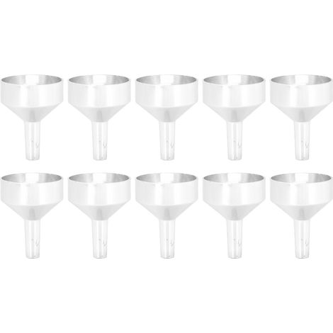 10 mini-entonnnoirs en alliage d'aluminium argenté pour remplir bouteilles et transférer parfums cosmétiques (1/5)