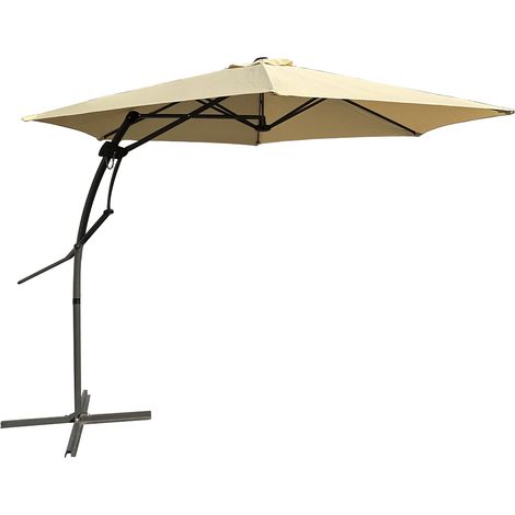 Ombrellone da Giardino Beige Decentrato 3 x 3 Mt Base a Croce e Sistema Air Vent