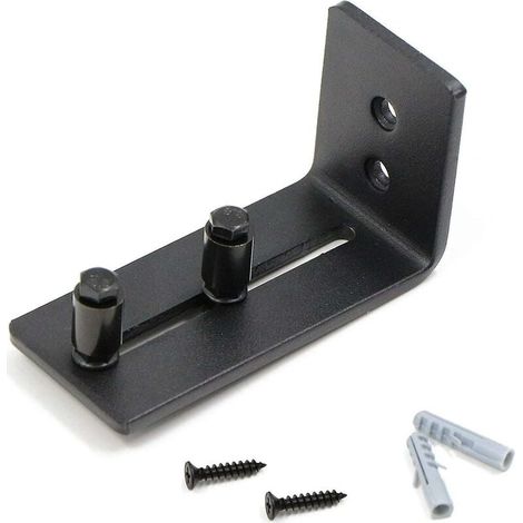 Guía de rodillos para puerta corredera - Con 2 rodillos - Para puertas correderas - Negra (1/5)