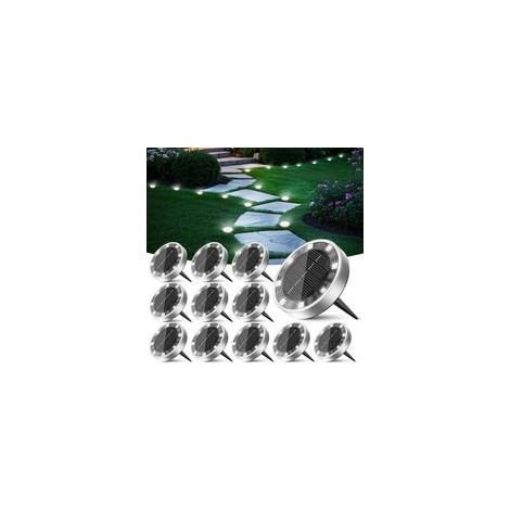 Lampe Solaire Au Sol Lot de 12, Lumiere Solaire Exterieur Jardin 8 LED, Étanche Spot Solaire Extérieur, Eclairage Solaires pour Terrasse Allée Chemins Pelouse Cour Piscine[Blanc Froid]