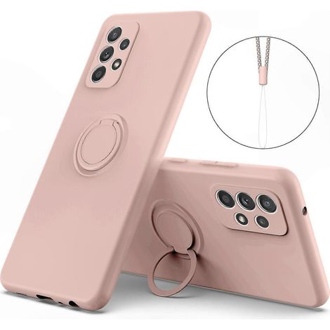 Silikonhülle für Samsung Galaxy A53 5G mit drehbarem Ring und Schlüsselanhänger, schlanke, stoßfeste Hülle für Samsung Galaxy A53, Bumper-Hülle mit Ständer und Handschlaufe, weicher und leichter Schut (1/5)