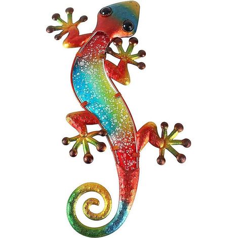 mtal Gecko Dcoration Murale Extrieure Lzard Jardin Art Dcorations En Verre Suspendre Pour Patio Ou Clture (1/5)