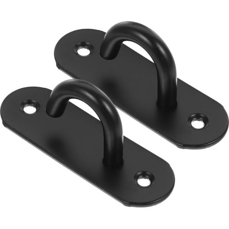 2 Pièces Ancrage mural, Crochet acier inoxydable 304 noir, Support corde suspension pour fitness maison (1/5)