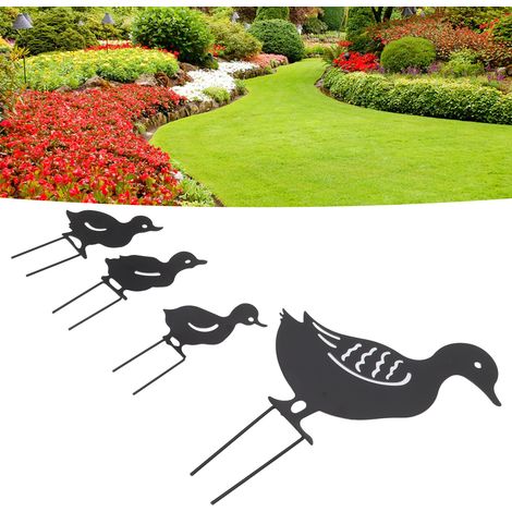 Juego de 4 estacas decorativas de metal para jardín con motivos de animales y diseño calado – Soporte de hierro negro para jardín, césped y terraza. (1/5)
