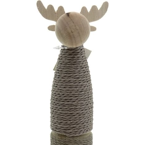 SCHEULEN Weihnachtsdeko Elch Natur mit brauner Kordel umwickelt 14,5 cm - Holz (1/3)