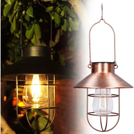 Farol solar colgante retro de hierro forjado con iluminación LED y estructura metálica – 361 g / 12,7 oz, 600 mAh, 6–8 horas de iluminación, ideal para jardines, patios, terrazas y porches. (1/5)