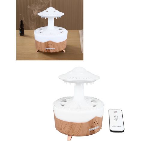 UFO Luftbefeuchter „Regentropfen“, kleiner Tisch-Luftvernebler für Zuhause, farbenfroher, tropfenförmiger Aromadiffusor fürs Schlafzimmer, Holzoptik, 100–240 V, europäische Standard-Holzoptik (1/5)