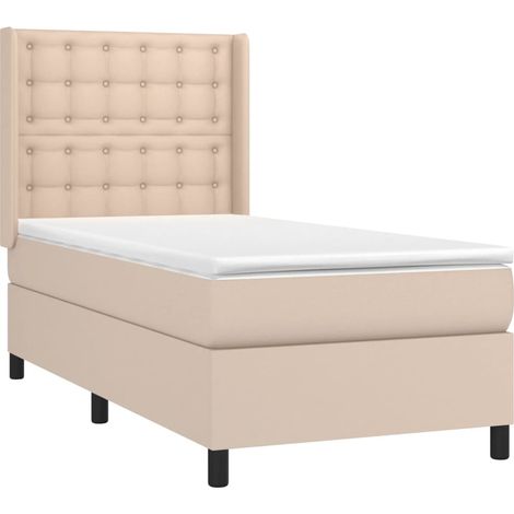 vidaXL Giroletto Molle Materasso e LED Cappuccino 90x190 cm Similpelle (1/5)