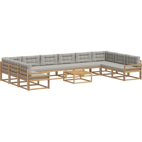 Set di divani da esterno 11 pz Bianco e Grigio Chiaro vidaXL (1/5)