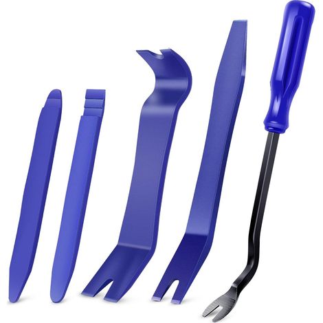 Kit de 5 outils de démontage de garnitures automobiles (audio, tableau de bord, moulures, fixations) (1/5)