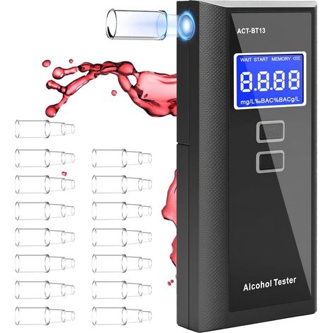 Éthylotest avec écran LCD numérique, testeur d'alcool respiratoire avec 10 Embouts, degré de précision pour l'extérieur (1/5)