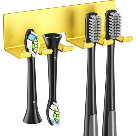 1 Porte-Brosse à Dents Mural, Acier Inoxydable, Sans Perçage, Adhésif Fort, Pour Salle de Bain