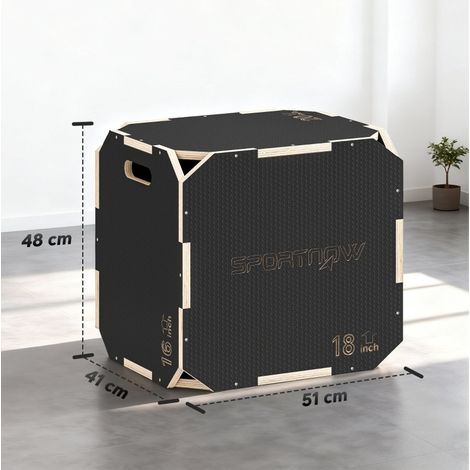Plyo-Box aus Sperrholz, 3 Höhen, rutschfeste Oberfläche, schwarz HAVRYA (1/4)