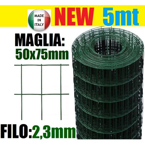 5mt- Rotolo Rete Metallica Zincata Plastificata Elettrosaldata- Maglia: mm50x75 - H 100 cm (1/2)