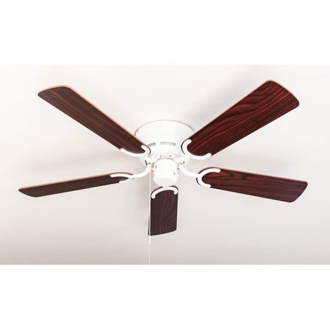 Pepeo Ventilatore da soffitto Kisa Deluxe bianco senza luce - pale palissandro/noce scuro (1/4)