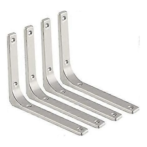 Lot de 2 supports d'étagère en acier inoxydable, équerres de fixation murales pour étagères, supports d'étagère robustes en L - En stock