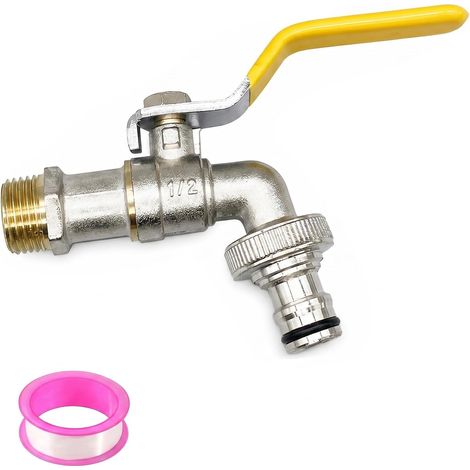 Robinet de jardin 1/2" en laiton, 1 bandes d'étanchéité à rouleau, résistant à la chaleur et au gel,robinet extérieur en laiton pour pour Jardin, Lave-Linge et Récupérateur d'Eau de Pluie (1/5)