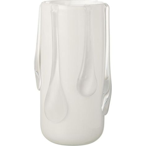 Vase Design en Verre "Drippy" 33cm Blanc Poudré (1/4)