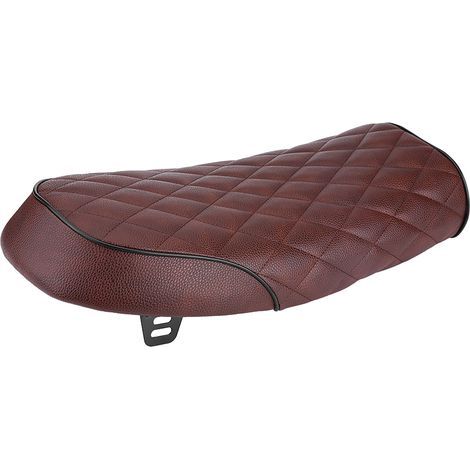 Coussin de selle plat de siège de coureur de café de cru de cuir d'unité centrale de moto pour Honda CG125 GN CG Brown (1/5)