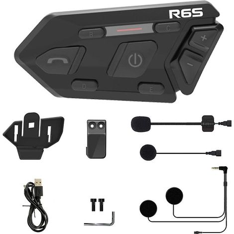 WAYXIN 1PC Intercom Bluetooth Casque Moto 1200mAh Oreillette Moto Sans Fil Étanche Mains Libres