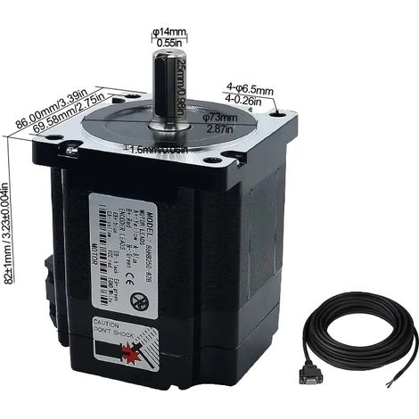Motore passo-passo a circuito chiuso, compatibile con Nema34, elevata coppia di tenuta, 4,5 N.m senza freno, cavo encoder da 3 m (1/2)