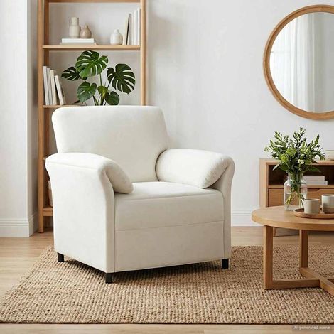 vidaXL Canapé 1 place Crème 88 x 83 x 95 cm Velours (1/4)