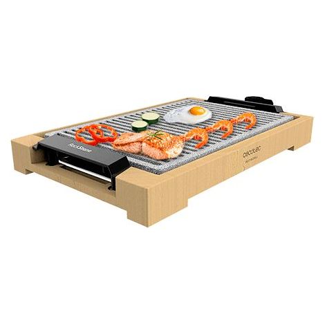 Cecotec Plancha de asar eléctrica Tasty&Grill 2000 Bamboo LineStone. Potencia 2000 W, Estructura Bambú, Termostato regulable (1/5)