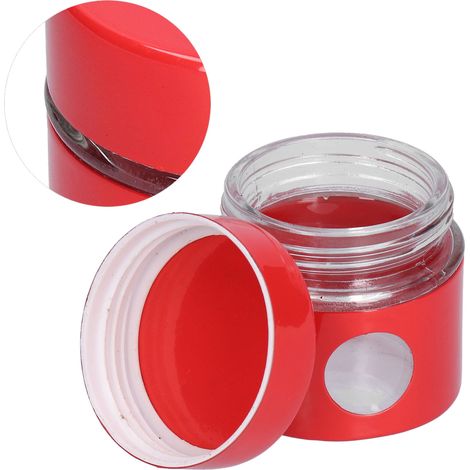 Mini boîtes de conservation pour thé, café moulu et autres boissons chaudes, en acier inoxydable, rouges. (1/5)