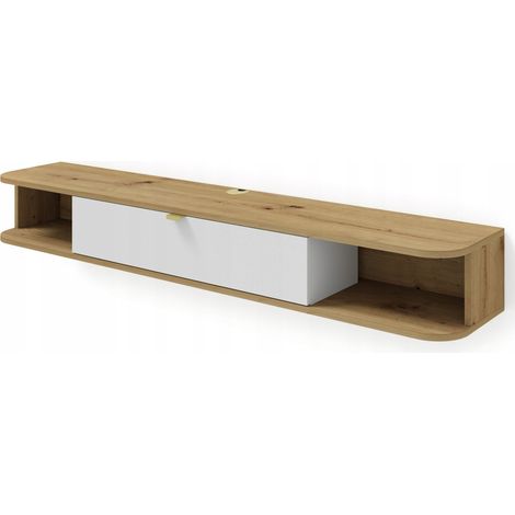 Meuble TV à suspendre 156x20x29cm IKARI chêne artisanal/blanc mat luxueux sideboeard commode (1/5)