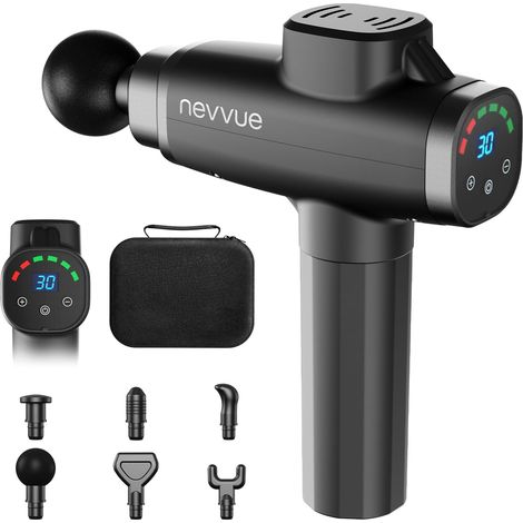 Pistolet de Massage, 30 Vitesses et 6 Têtes pour Relaxation Musculaire  écran tactile LCD, 3000 tr/min, massage des tissus profonds pour les sportifs, cadeau pour femmes et hommes (1/5)