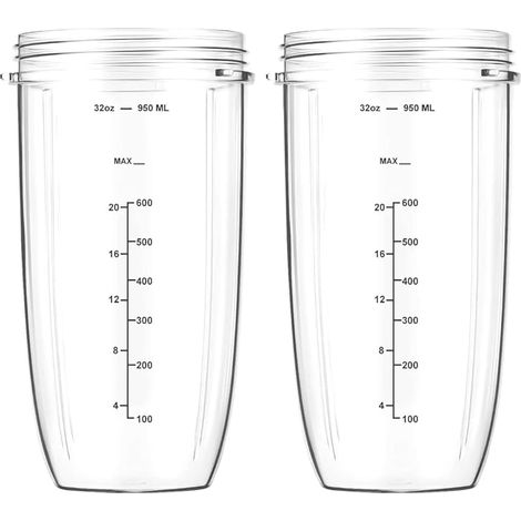 2 Pièces Cup Gobelet de Remplacement pour NUTRIBULLET Original 600 Watt et NutriBullet Pro 900 W Blender Électrique, Blender Bol en Verre Accessoires, Nutribullet Pièces de Rechange de Tasse (1/5)