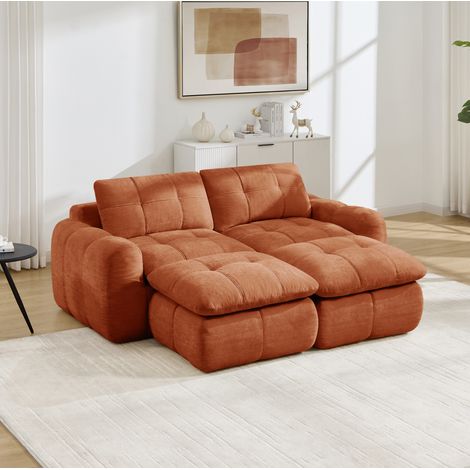 Canapé modulable sans cadre 2 places, tissu chenille, 194 x 160 x 68 cm, orange (1/5)