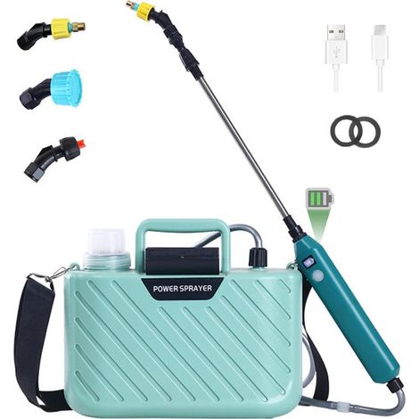 5L Pulvérisateur à Pression AutoPump, Pulvérisateur Électrique des Plantes avec 3 Buses Réglables, Lance Télescopique Rechargeable avec Niveau de Batterie Visible, USB Rechargeable (Vert) (1/5)