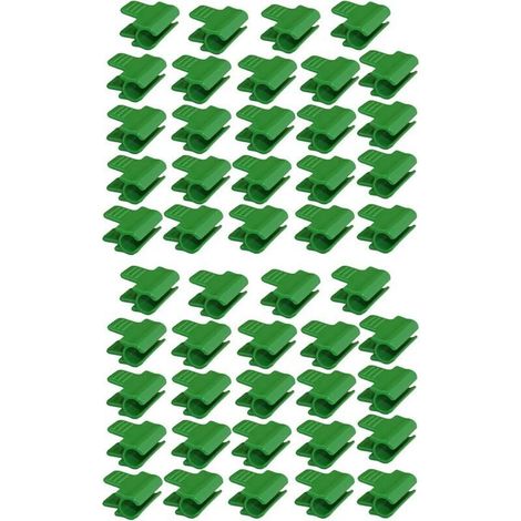 Lot de 48 colliers de serrage pour tuyau de jardin, accessoires de film d'abri de jardin, diamètre extérieur 16 mm, piquets pour plantes, clips en plastique pour serre, Vert (1/4)