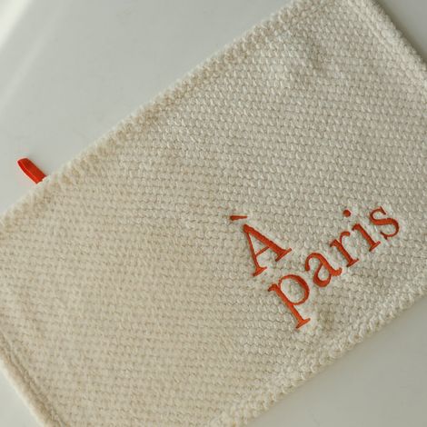 Gant de toilette en tissu doux serviette main absorbante broderie alphabet rectangulaire orange lettre A