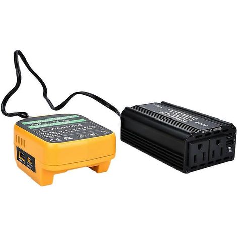 Convertisseur de puissance 300 W 20 V vers 110 V pour batterie Dewalt, adaptateur chargeur CC avec 2 prises secteur et 2 ports USB pour voiture (1/5)