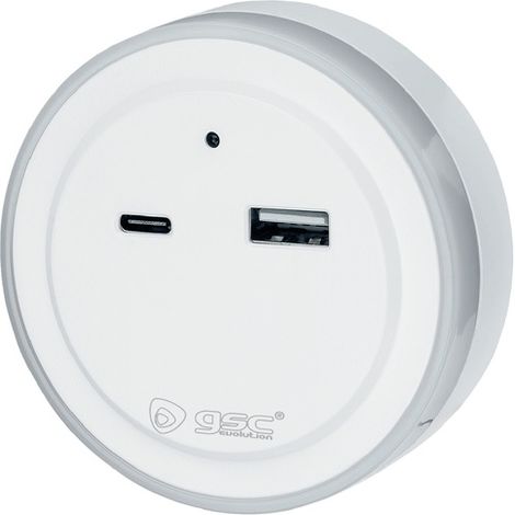 Luz de noche LED con sensor y USB C + A Benor 0.5W Luz fría