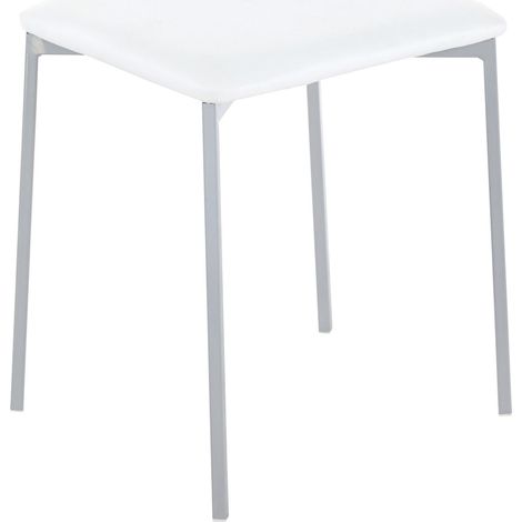 Home Heavenly® - Pack 4 taburetes bajos INYA, asiento acolchado en PVC blanco y estructura metálica. Color: Blanco (1/5)