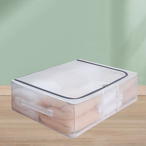 Transparenter Kleiderorganizer aus Netzgewebe mit Deckel, großes Fassungsvermögen, feuchtigkeitsbeständige Aufbewahrungsbox für unter das Bett, 30 l, 50 x 40 x 15 cm (1/5)