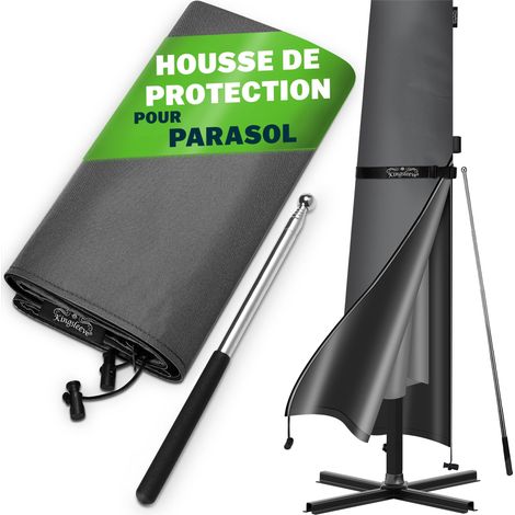 Housse de protection parasol gris 205 x 31 cm – Imperméable et résistant aux intempéries – Compatible jusqu'à 350 cm de diamètre – Kingsleeve