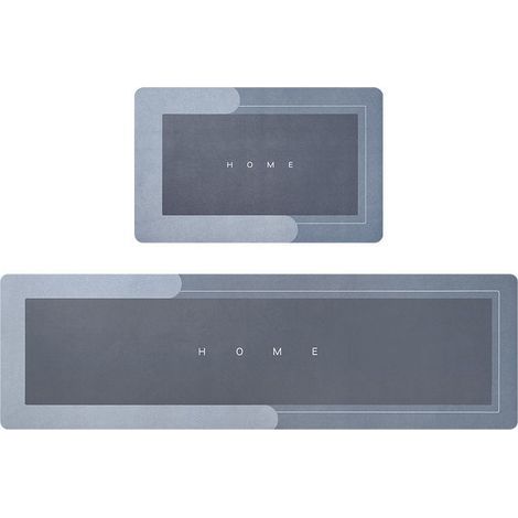 2PCS (40x120cm+40x60cm, Rectangulaire Bleu) Tapis De Sol Antidérapant Long De Cuisine, Tapis De Sol Super Absorbant, Tapis Absorbant l'eau Et l'huile, Tapis De Cuisine Lavable Et à Séchage Rapide (1/5)