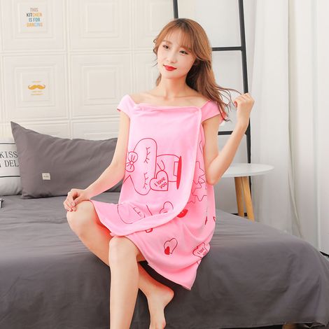 Serviette de bain femme en microfibre, légère et respirante, avec lisière et attaches, 80x135 cm, rose clair, accessoire salle de bain pratique (1/5)