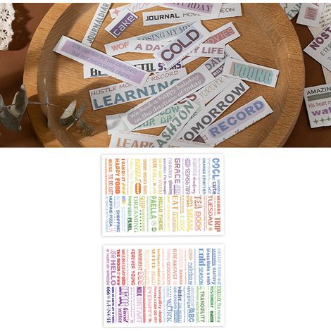 Autocollants Washi Yuxian, série de titres en anglais, thème sel, décoration pour journal en anglais, 4 feuilles, titre bonbon (1/5)
