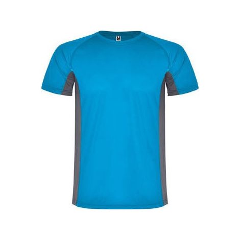 Camiseta técnica combinada de poliéster con manga raglán SHANGHAI 4 Turquesa/Plomo Oscuro