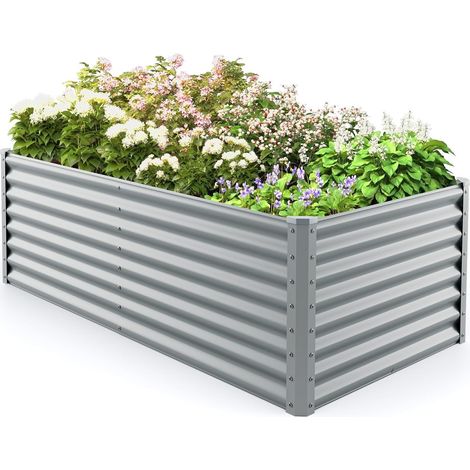 Goplus – Jardinière surélevée en métal galvanisé 180 x 95 x 60 cm – Fond ouvert pour drainage optimal – Structure renforcée pour stabilité – Potager urbain (1/5)