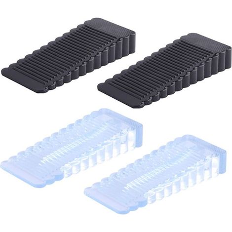 4 Pcs Butée de Porte en Caoutchouc, Cale de Porte Réglable en Hauteur, Cale D'Arrêt Antidérapante, Cale D'Arrêt de Porte Moyenne Sans Odeur (2 Noires et 2 Transparentes)