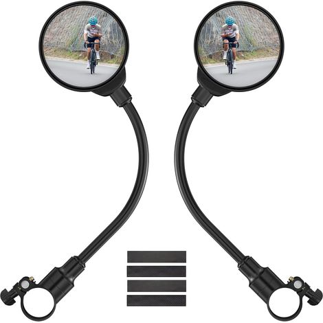 (Noir)2 Pièces Retroviseur Velo, 360° Réglable Retroviseur Trotinette Electrique, Rétroviseur Vélo Guidon pour Guidon 22-32mm, Convexe Rétroviseurs, Rond HD Miroir pour Scooter Électrique (1/5)